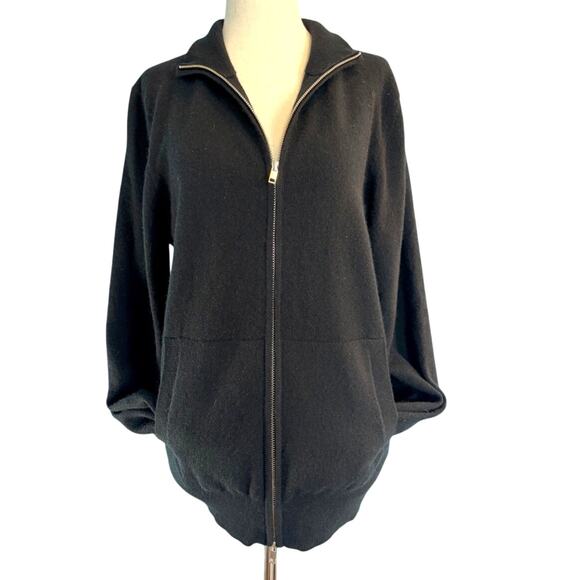 NWT Quince Full Zip Cardigan Sweater 100% Mongolian Cashmere Pockets Black S - Picture 1 of 5